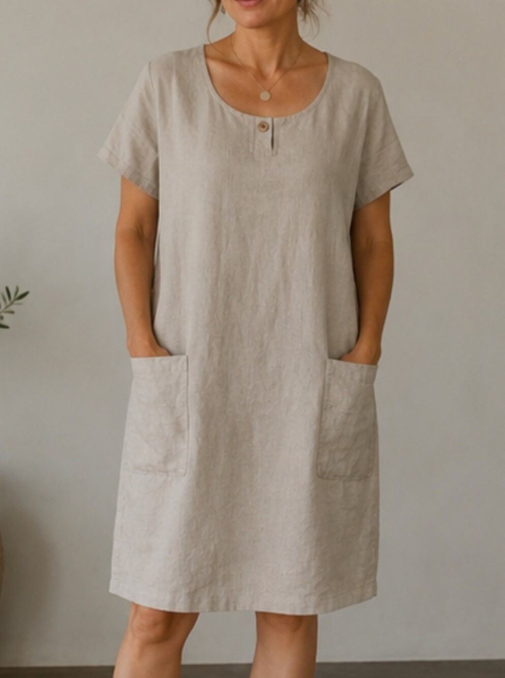Erika Collection Minimalistic style  Linen Cotton Symmer  Dress